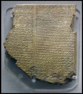 tavola cuneiforme con la descrizione dell'epopea di Gilgamesh